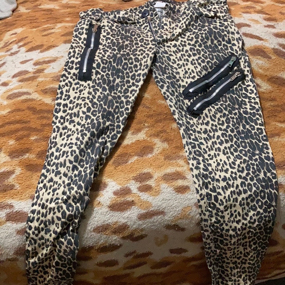 VINTAGE Zippered Cheetah Skinny Pants